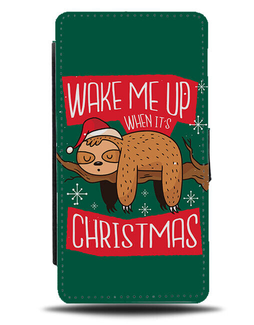 Funny Christmas Sloth Flip Wallet Case Xmas Animal Sloths Asleep Sleeping E674