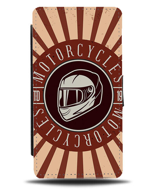 Retro Motorbike Helmet Poster Design Flip Wallet Case Vintage Style Theme J852
