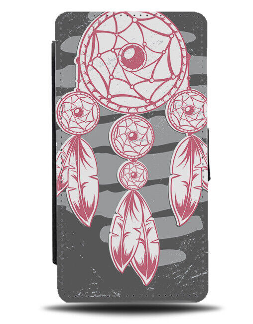 Pink and Grey Dreamcatcher Flip Wallet Case Dream Catcher Feathers K925
