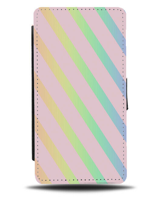 Baby Pink & Rainbow Striped Flip Cover Wallet Phone Case Stripes Colourful i798