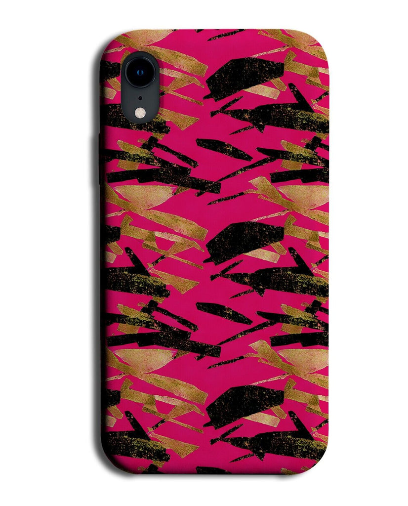 Hot Pink and Gold Paint Brush Strokes Phone Case Cover Golden Gothic Grunge CF87