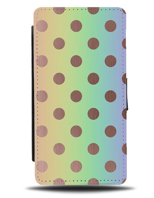 Rainbow and Rose Gold Spotted Flip Cover Wallet Phone Case Spots Colourful i477