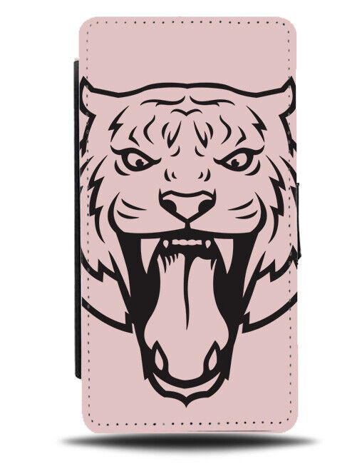 Pale Pink Sketched Tiger Outline Flip Wallet Case Shape Symbol Silhouette K346