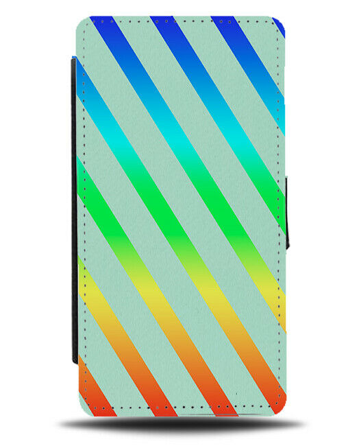 Mint Green and Multicoloured Stripes Pattern Flip Cover Wallet Phone Case i871