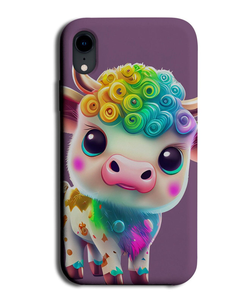 Rainbow Cow With Perm Haircut Phone Case Cover Funny Perms Curly Hair Style AD13