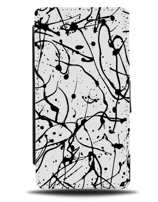 Black and White Painting Stains Flip Wallet Case Marking Painting Drops K974