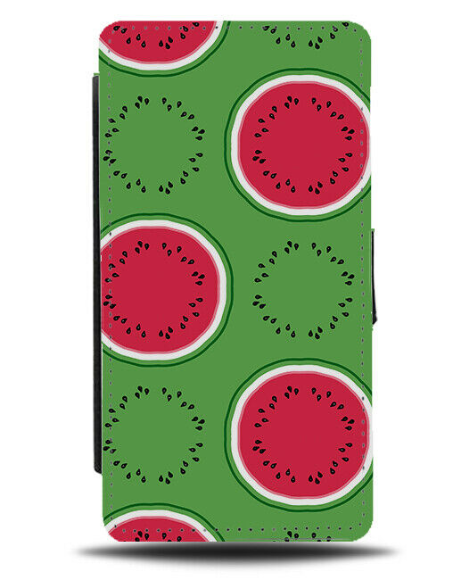 Funky Novelty Watermelon Flip Wallet Case Slices Melons Pink Green E806