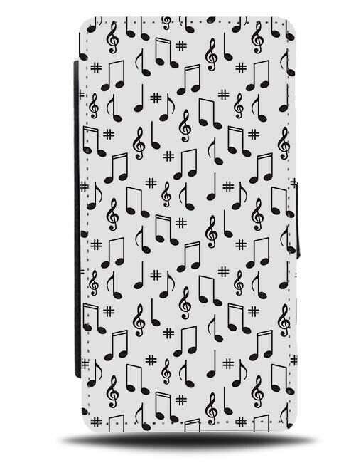 Vintage Musical Notes Flip Wallet Case Music Shapes Shape Symbols Design H304