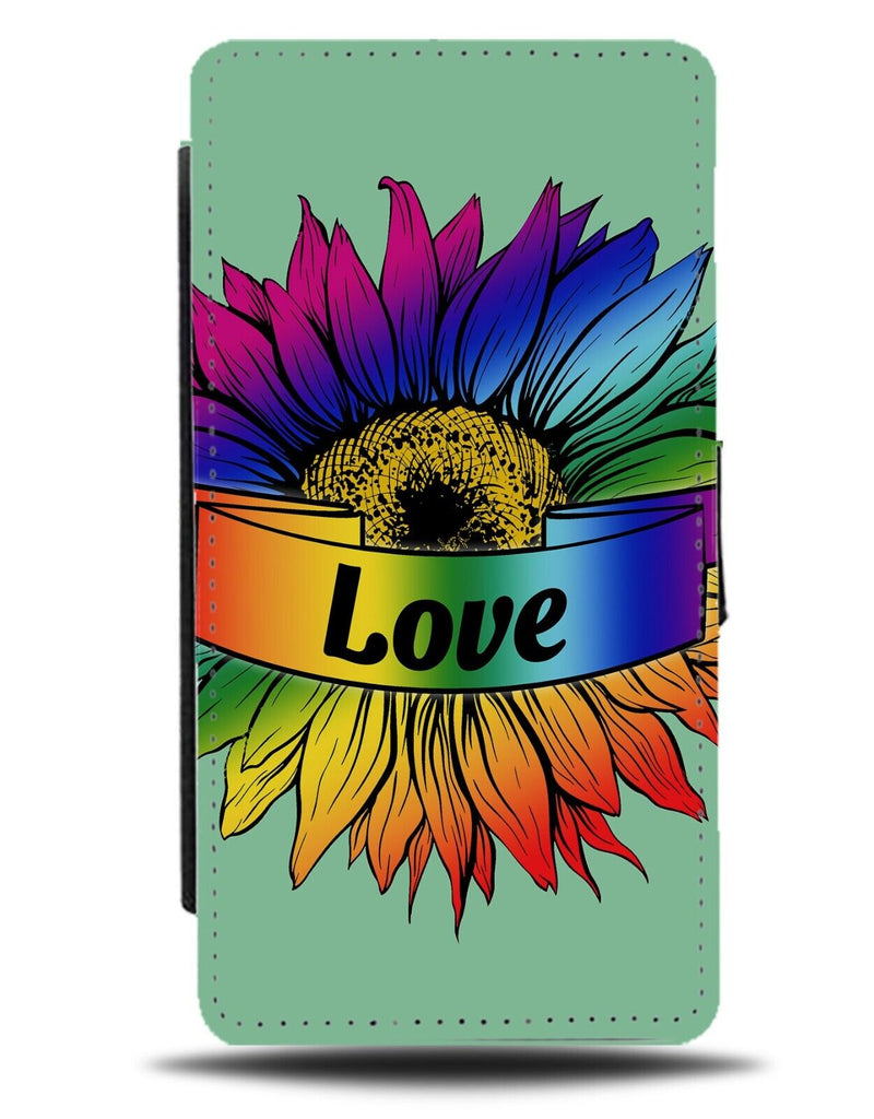 Pride Daisy Flip Wallet Case LGBTP LGBTQ LGBTQ+ Flower Rainbow Petals BF60