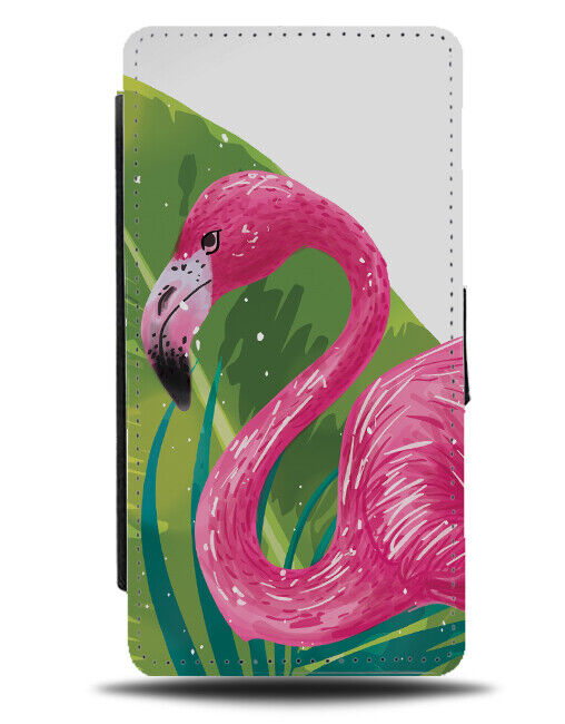 Hot Pink Flamingo Flip Wallet Case Head Bird Birds Painting Drawing J405