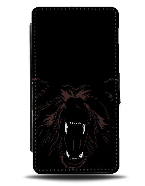 Black Hairy Bear Angry Flip Wallet Phone Case Hair Furry Bears Goth Gothic E382