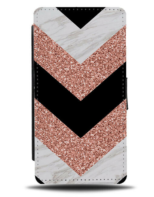 White Marble Rose Gold Printed Glitter Flip Cover Wallet Phone Case Colour C173