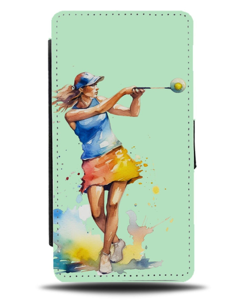 Girl Golfer Flip Wallet Case Golf Golfing Girls Female Woman Gift Design DC35