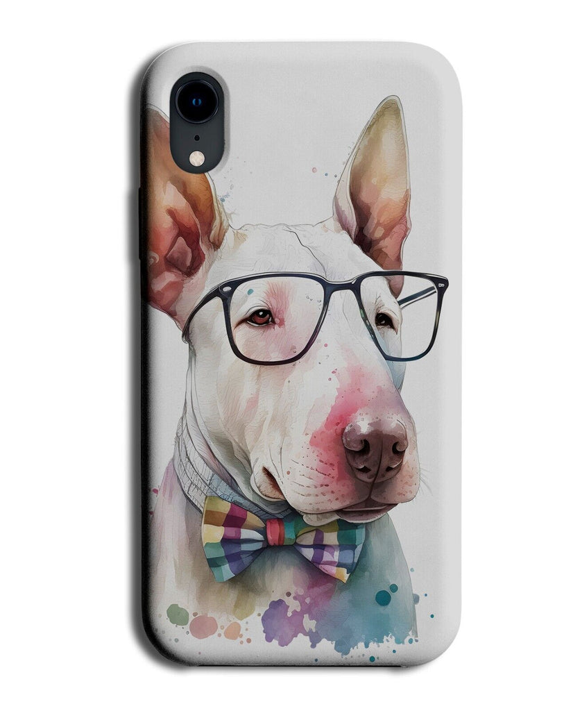 Funny Bull Terrier Painting Phone Case Cover In Glasses Smat Pet Dog Humour AA25