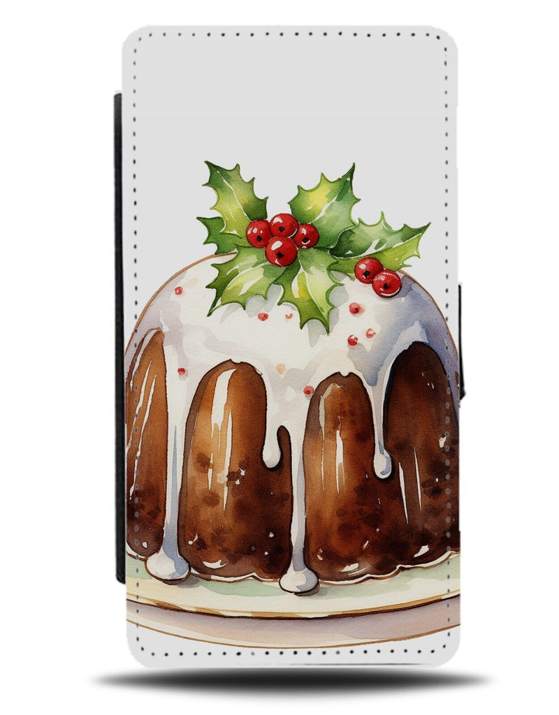 Christmas Pudding Flip Wallet Case Dessert Cake Dinner Day Cartoon Picture DD91