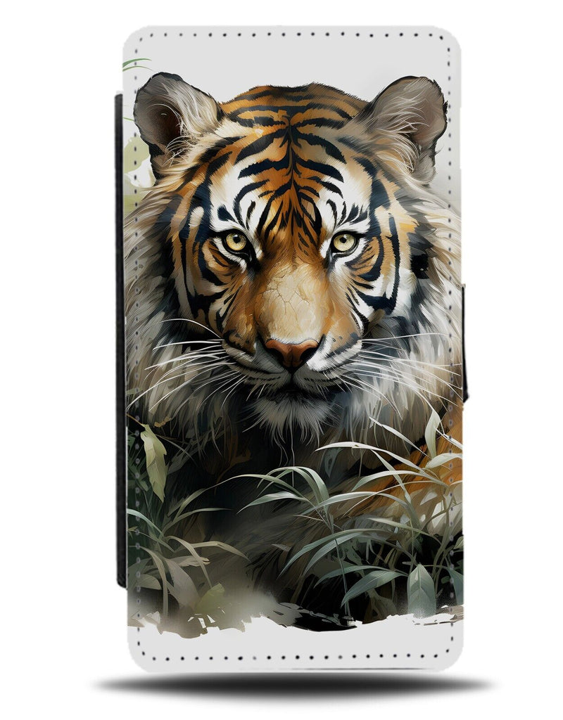 Watercolour Tigers Face Flip Wallet Case Watercolor Tigers Staring Eyes CS23