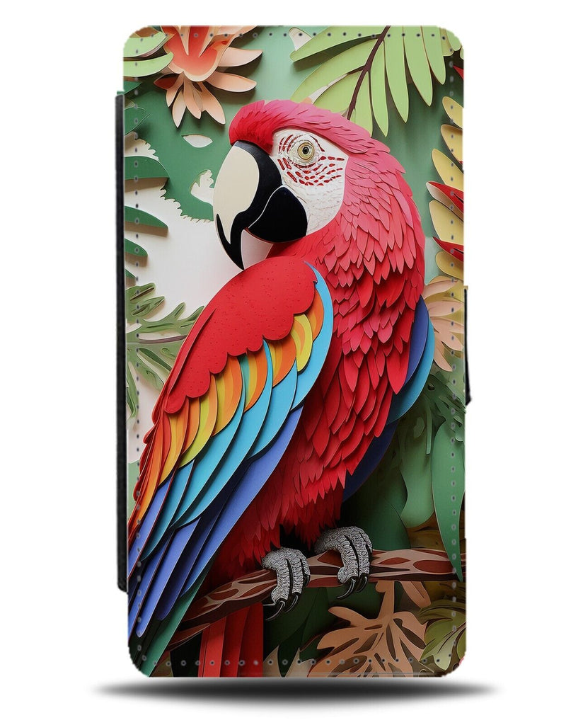 Colourful Parrot Macaw Flip Wallet Case Bird Birds Parrots Retro Artistic DH39