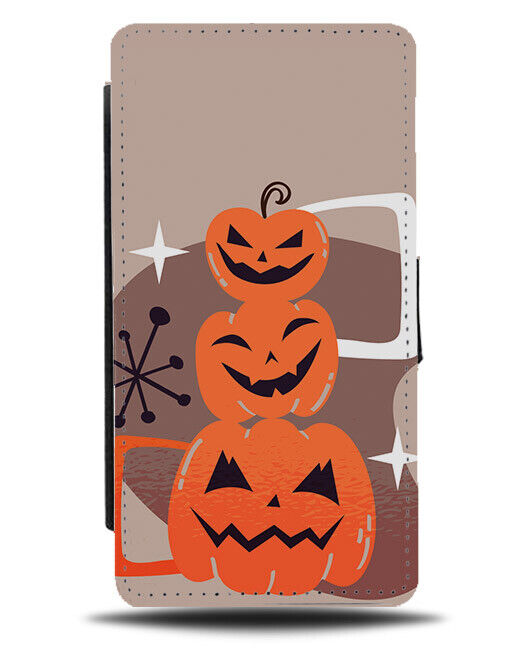 Stylish Cartoon Halloween Pumpkin Flip Wallet Case Vintage Stars Shapes N492