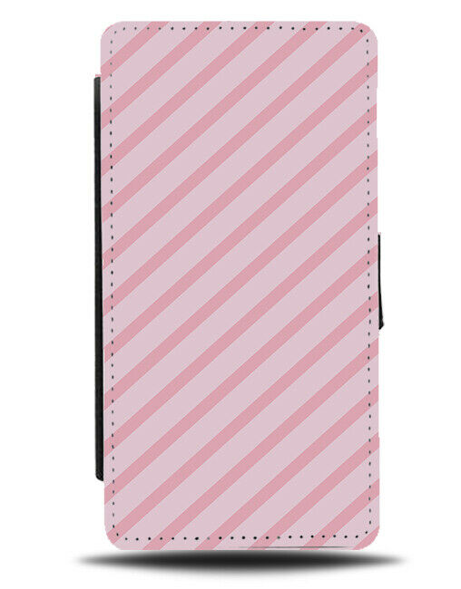 Baby Pink and Hot Pink Diagonally Striped Flip Wallet Case Stripes Coloured E830