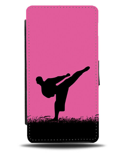 Karate Flip Cover Wallet Phone Case Jujutsi Kickboxing Boxing Thai Hot Pink i617