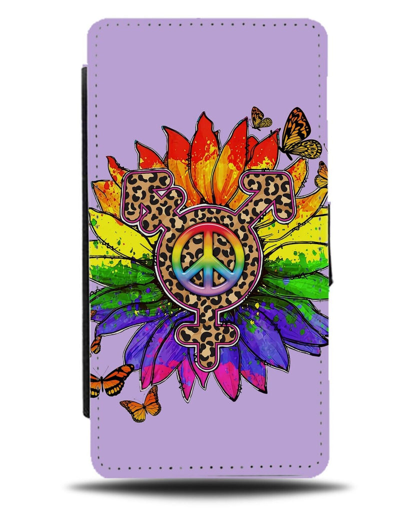 Colourful Daisy Flip Wallet Case Leopard Print Peace Symbol Shape Flower BF52