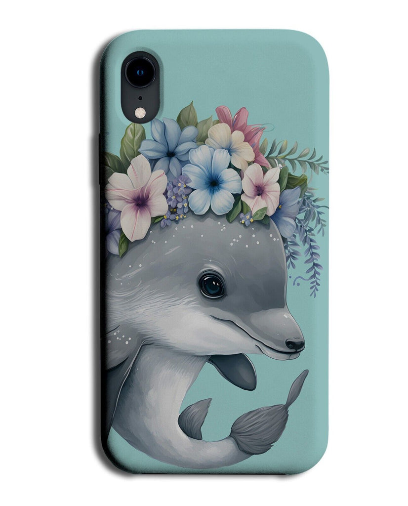 Cute Dolphin In Flower Crown Phone Case Cover Floral Florals Dolphins Face AD37