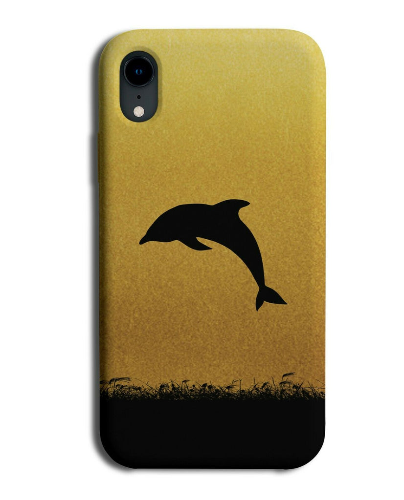 Dolphin Silhouette Phone Case Cover Dolphins Gold Golden Black Coloured H989