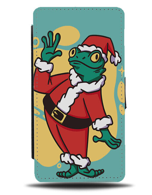 Festive Frog Flip Wallet Case Frogs Santa Christmas Froggy Cartoon Reptile N949