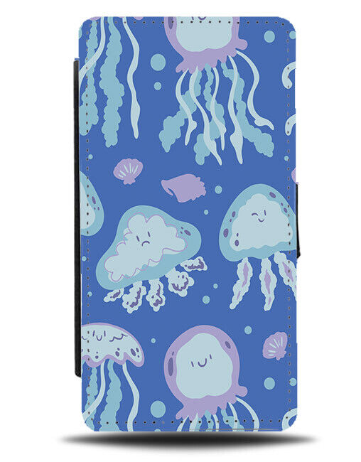 Jellyfish Flip Wallet Case Jelly Fish Shapes Tentacles Ocean Cartoon Sea N609