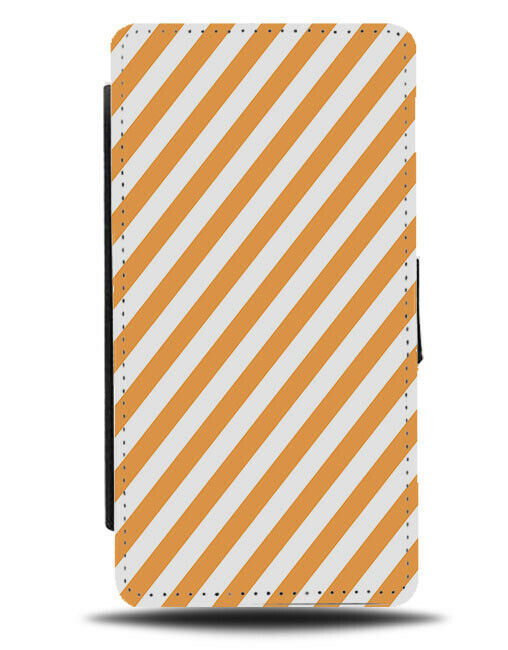 Orange and White Diagonal Striped Pattern Flip Wallet Case Stripes Lines G442