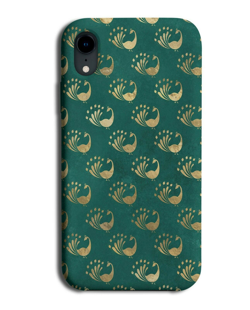 Stylish Peacock Symbols Phone Case Cover Birds Outlines Silhouettes Gold L005