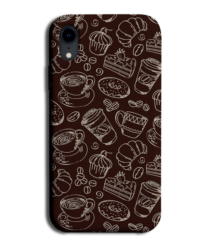 Coffees Pattern Phone Case Cover Coffee Croissant Croissants Cup Cups Brown Q590
