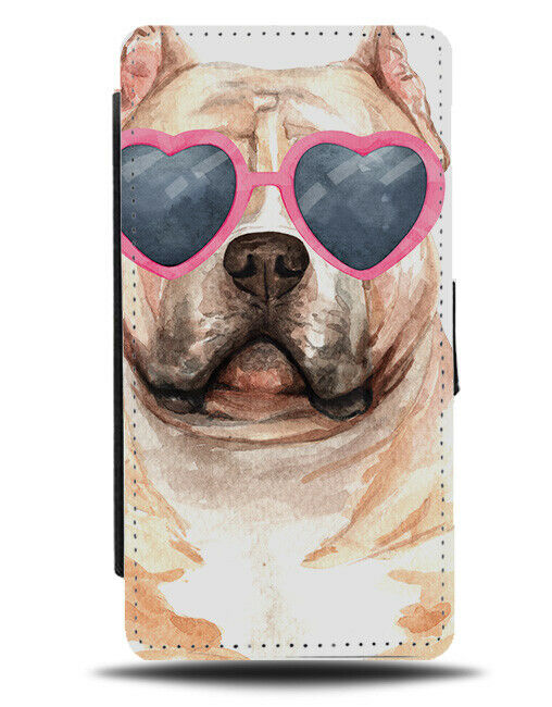 Staffordshire Bull Terrier Flip Wallet Phone Case Dog Love Heart Sunglasses K637