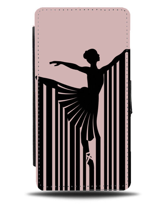Ballet Barcode Design Flip Wallet Case Dripping Ballerina Silhouette Dancer J003