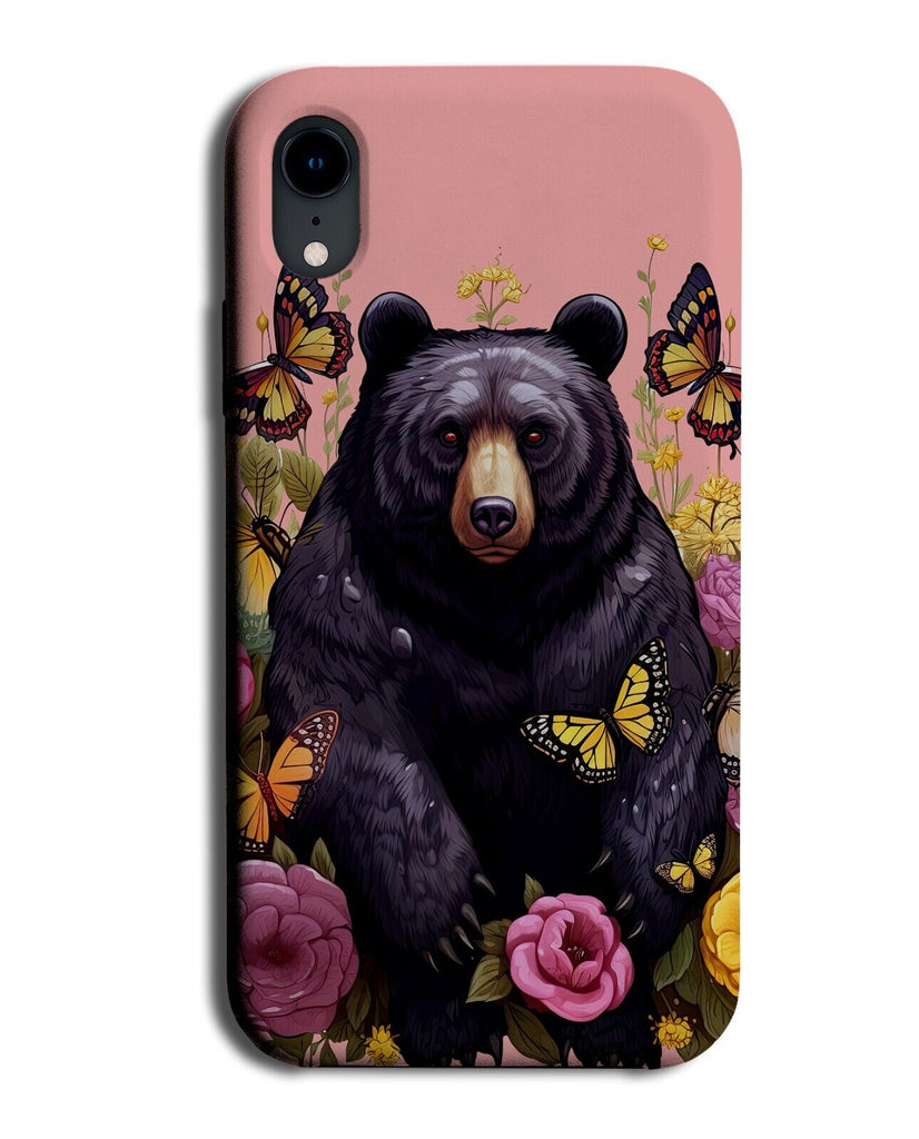 Big Black Bear In Flowers Phone Case Cover Floral Bears American European CZ19
