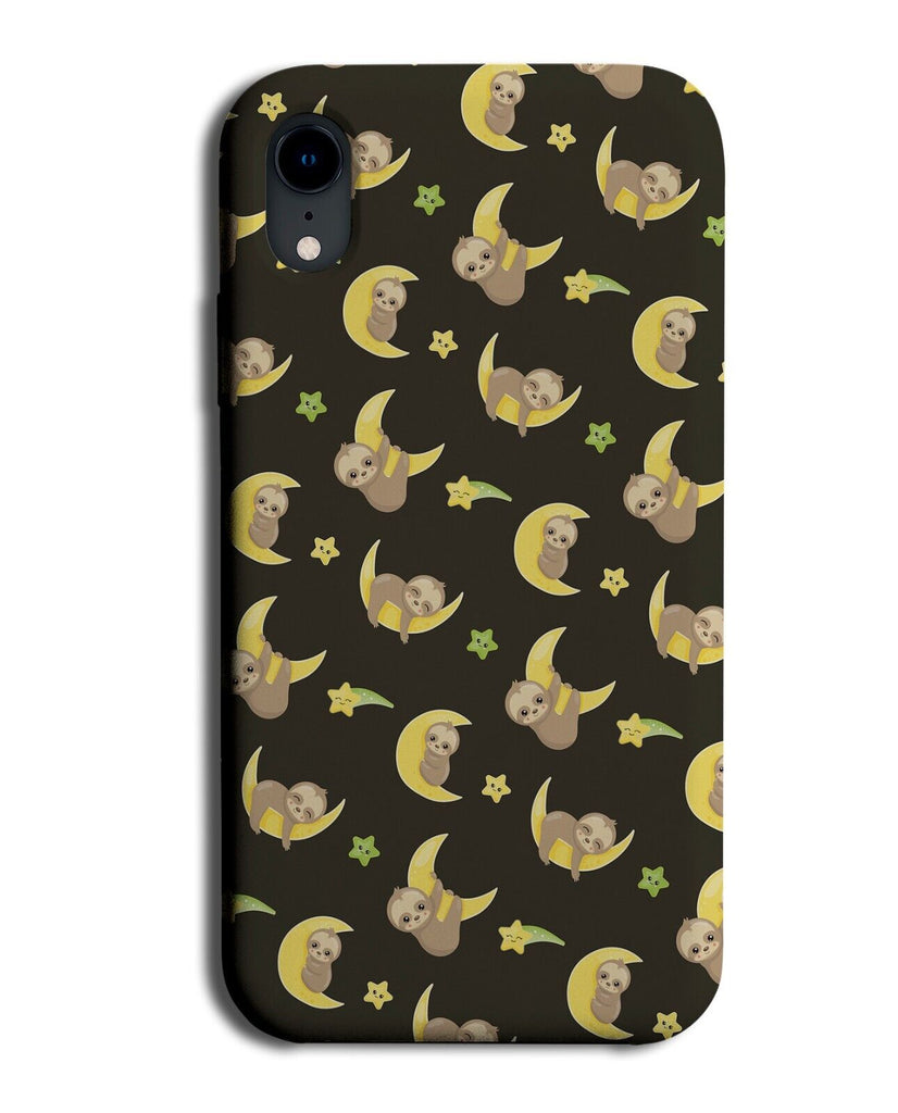 Cartoon Sloths On The Moon Phone Case Cover Moons Sloth Half Shape Night CP55