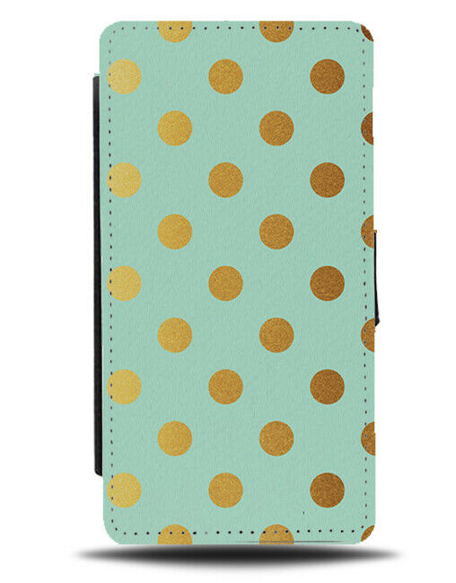 Mint Green and Gold Polka Dot Flip Cover Wallet Phone Case Dots Golden Spot i461