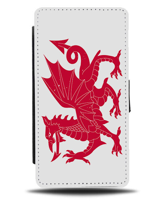 Welsh Dragon Flip Wallet Case Wales Cardiff St Davids Red Silhouette Flag K448