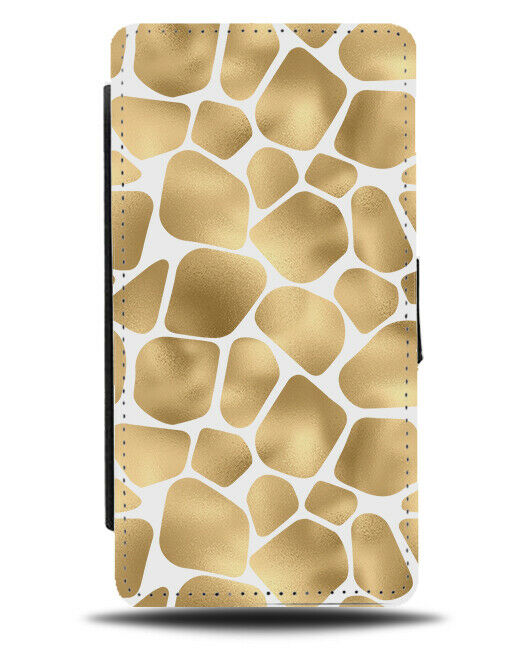 Gold Large Giraffe Flip Wallet Case Spots Shapes Pattern Print Skin Golden F652