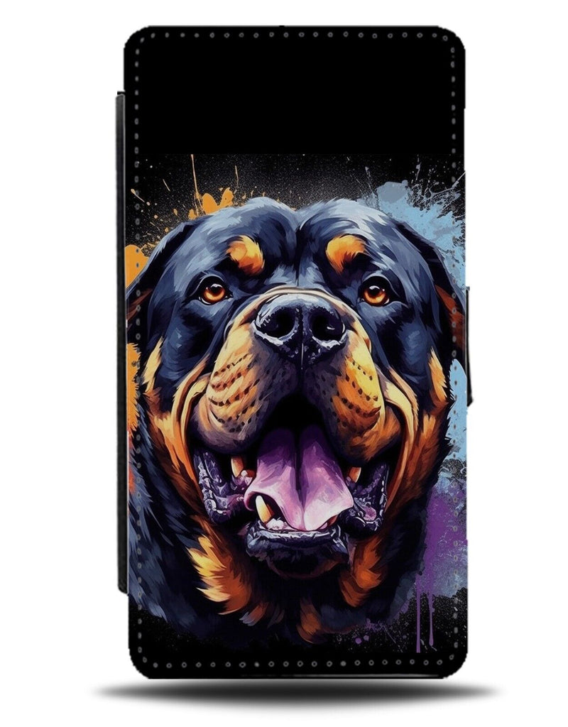 Black Rottweiler Flip Wallet Case Rottweilers Dog Dogs Artwork Artist Art CA02