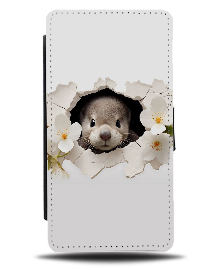 Baby Sea Otter Flip Wallet Case Novelty 3D Design Pup Pups Otters Floral DE37