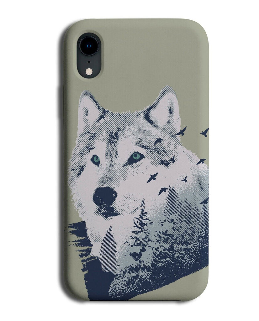 Stylish Wolf and Birds In The Forrest Phone Case Cover Woods Trees Wolves K464