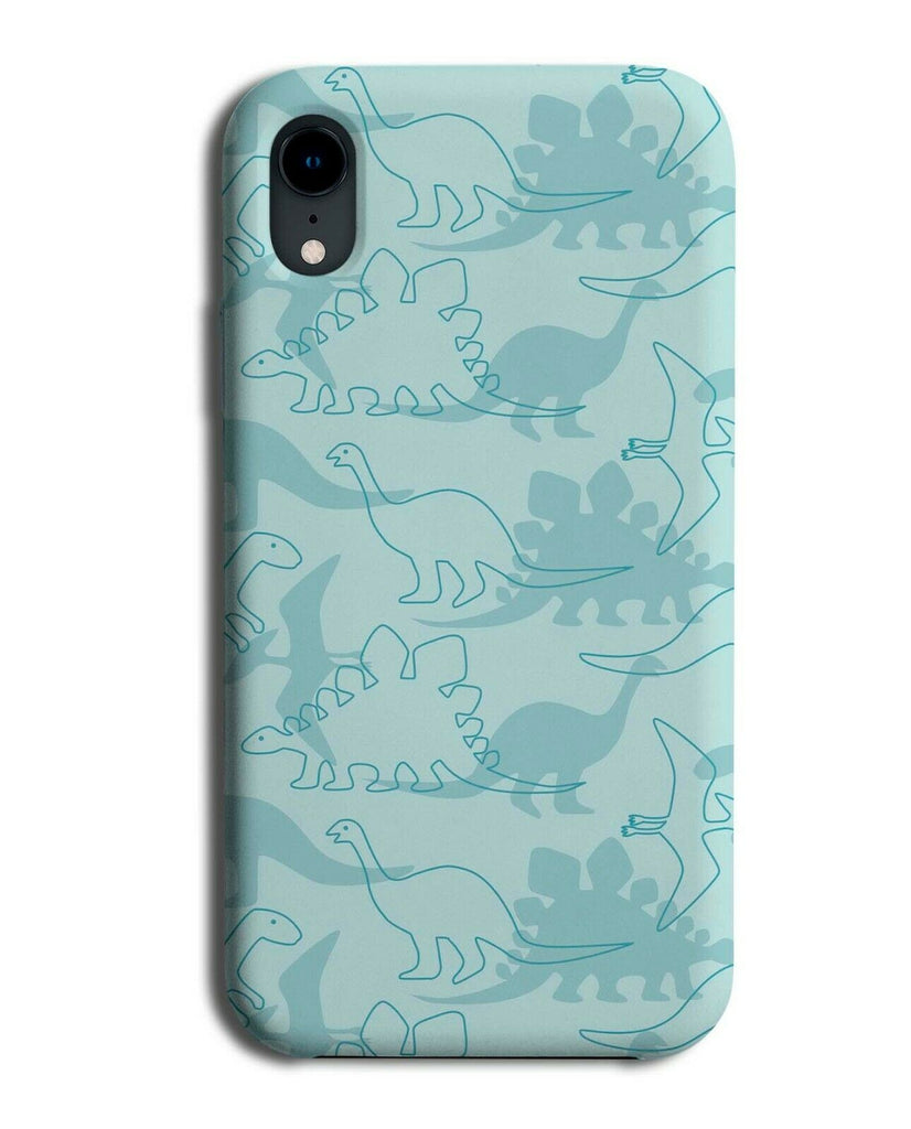 Pale Blue Phone Case Cover Dinosaur Dinosaurs Outline Shapes Boys Mens F599