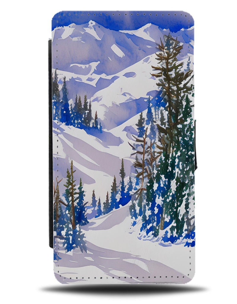 Ski Resort Flip Wallet Case Skis Slopes Mountains Hill Slope Go Skiing DE74