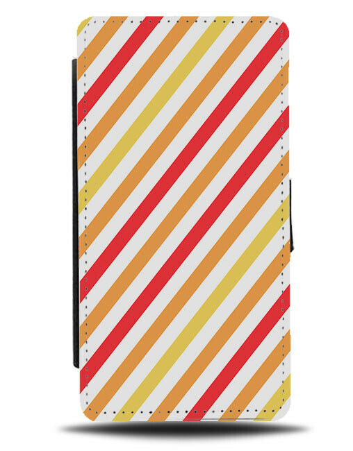 Orange Red and Yellow Patterned Design Flip Wallet Case Pattern Stripes G436