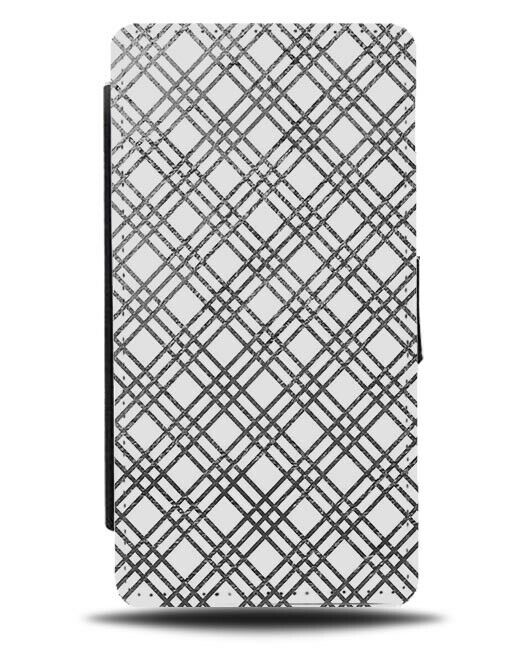 Silver White Tartan Chequered Squares Flip Wallet Case Shapes Tartan F182
