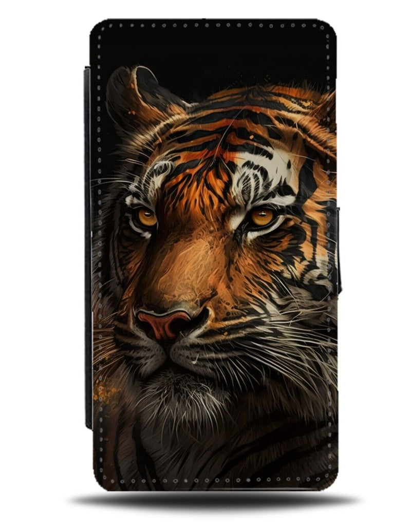 Gothic Tiger Face Photograph Flip Wallet Case Photo Picture Tigers Indian BY51