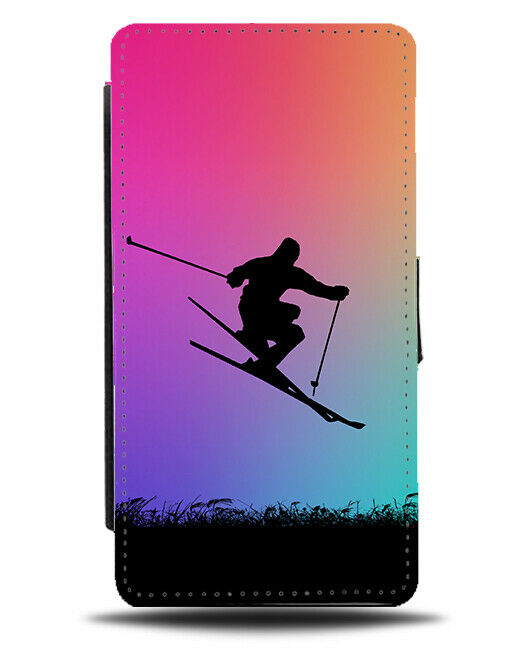 Skiing Flip Cover Wallet Phone Case Ski Ski's Board Multicoloured Girls i643