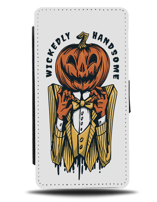 Wickedly Handsome Flip Wallet Case Halloween Suit Pumpkin Tuxedo Funny N521