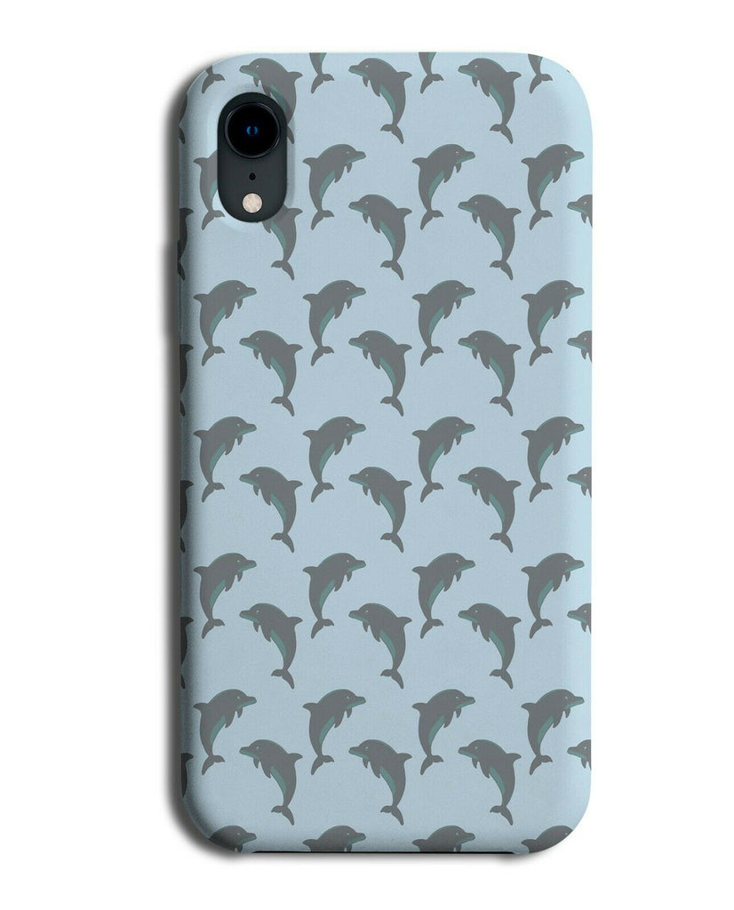 Blue and Grey Dolphin Pattern Phone Case Cover Dolphins Shapes Fins Tails F219